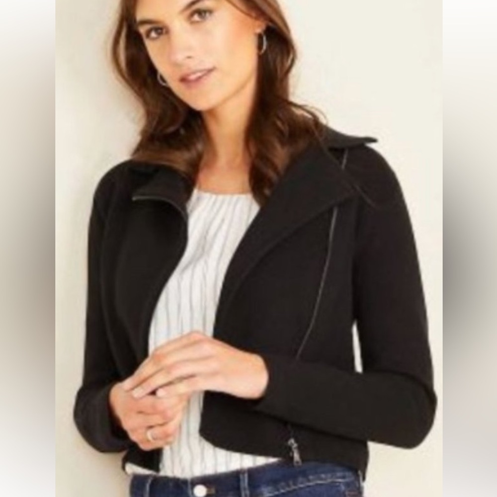 Ann Taylor L black moto sweater - Picture 1 of 9